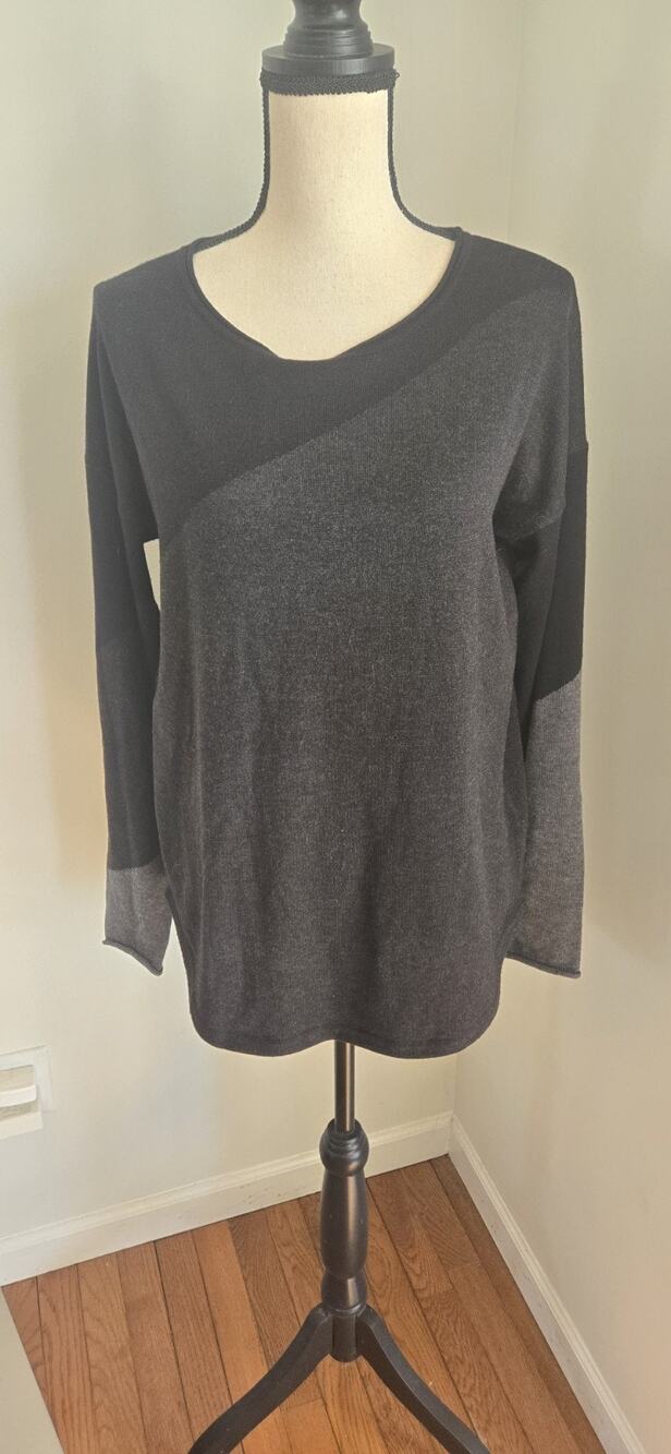 Smartwool Black/Gray Colorblock Scoop Neck Knit Pullover Sweater Long Sleeve M